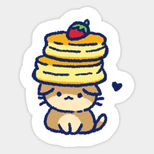 A cat balancing souffle pancakes on his head Sticker